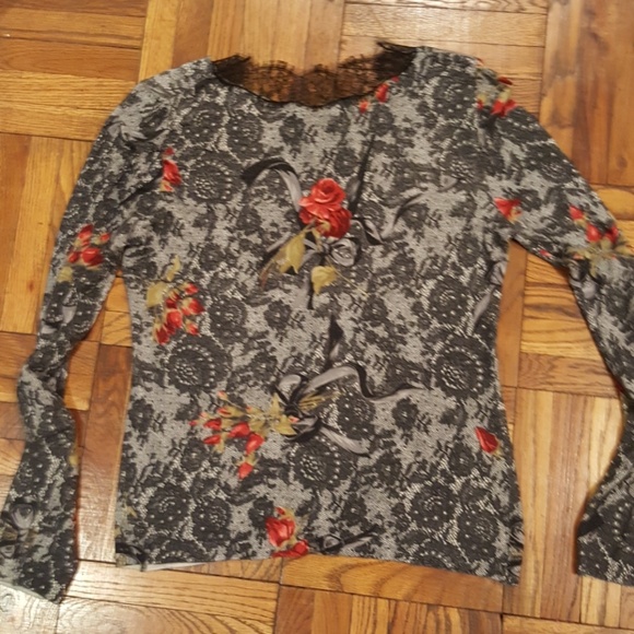 Blumarine lace and roses printed top - size Medium - Picture 7 of 7